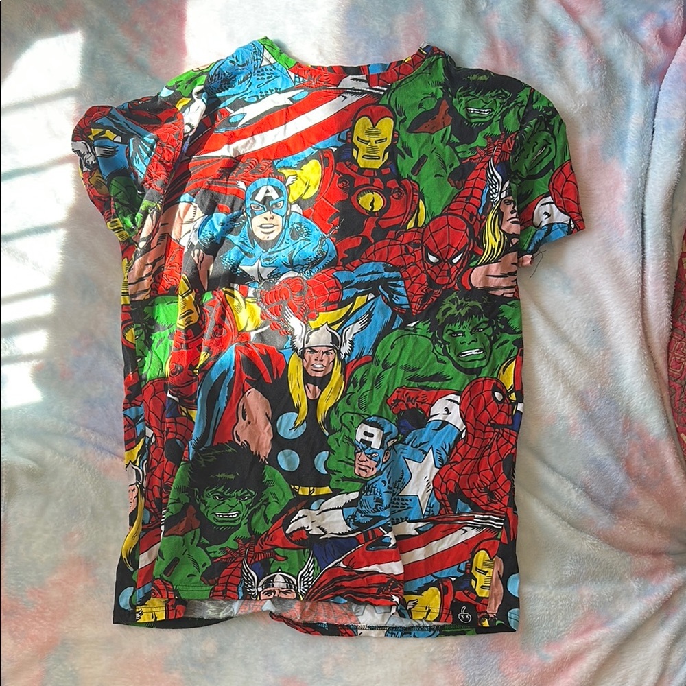 Cakeworthy adult marvel AOP shirt